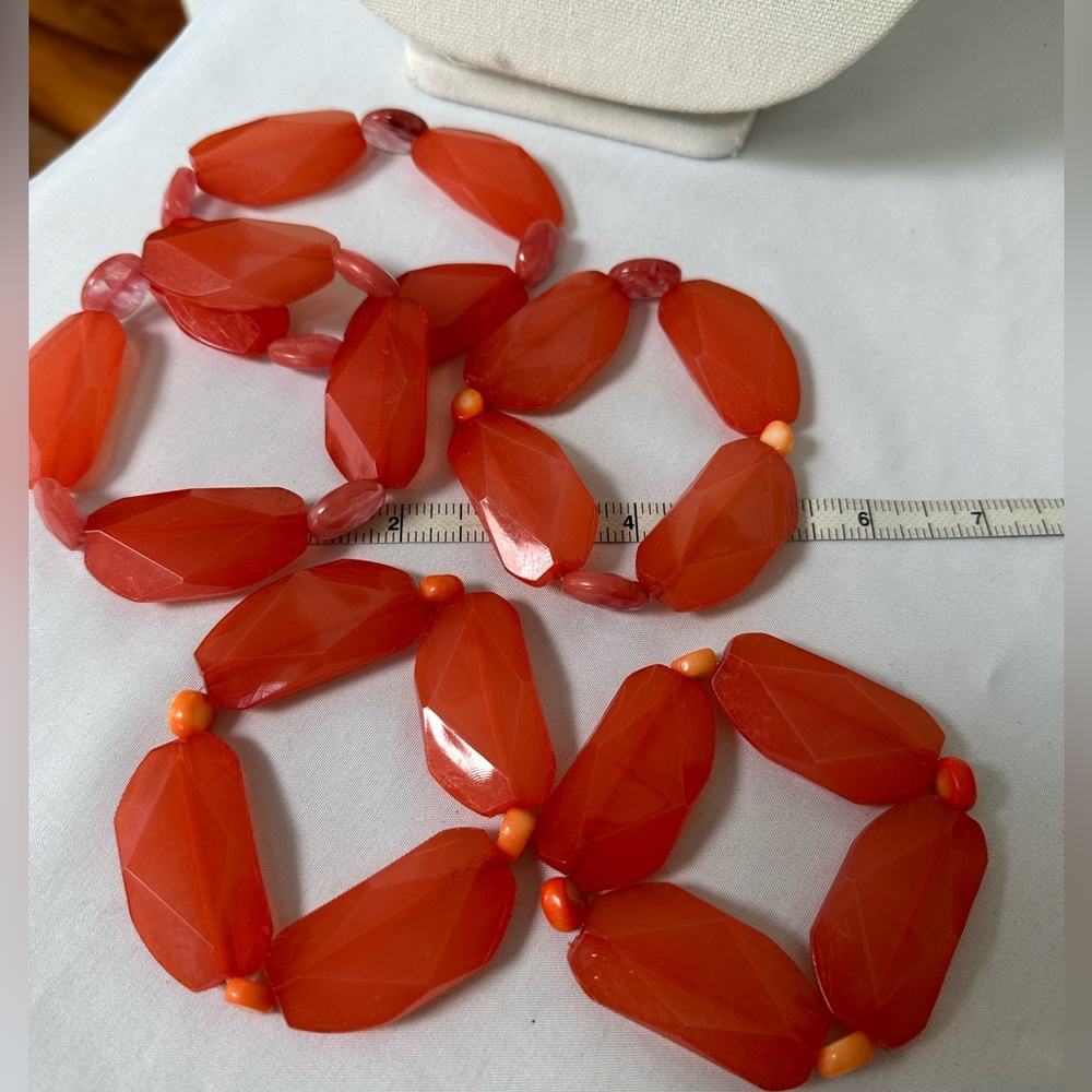 5 chunky peachy coral stretch bracelets